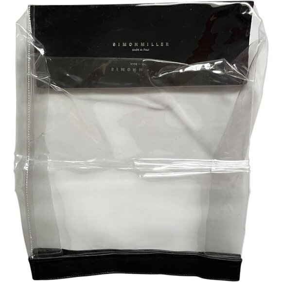 Simon Miller PVC Lunch Bag Clear Tote Black Leather Trim - Picture 6 of 15